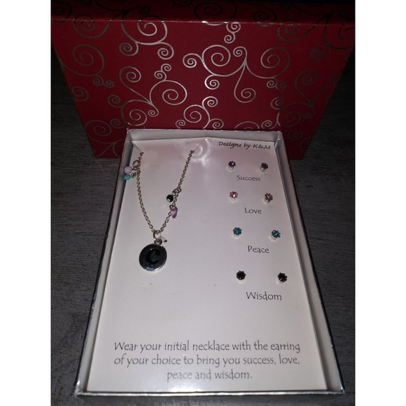 C Initial Necklace with 4 Pairs of Earrings Designs by K&M - Picture 2 of 2